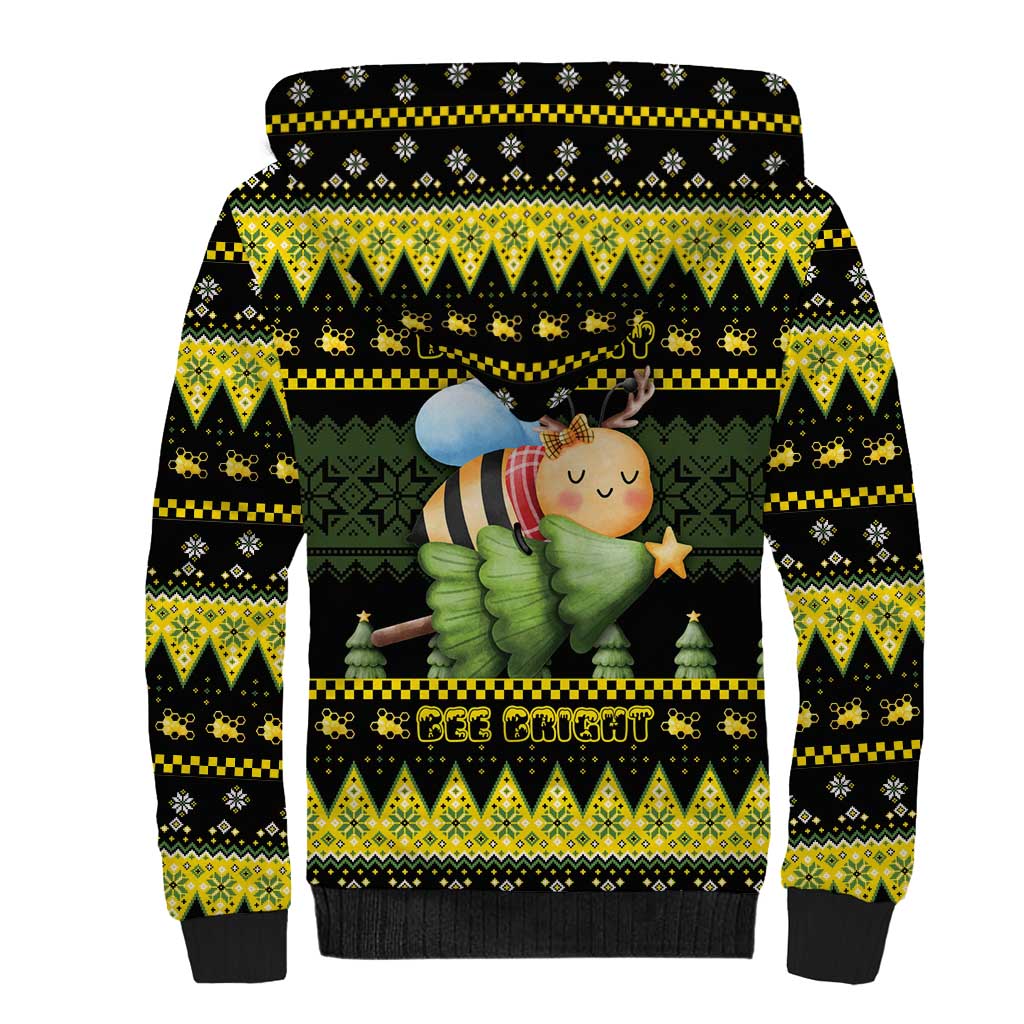 Bee Christmas Sherpa Hoodie Cute Bumblebee - Wonder Print Shop