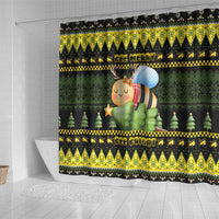Bee Christmas Shower Curtain Cute Bumblebee - Wonder Print Shop