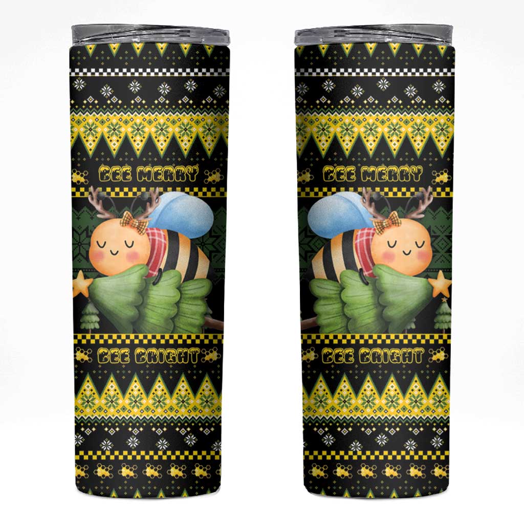 Bee Christmas Skinny Tumbler Cute Bumblebee - Wonder Print Shop