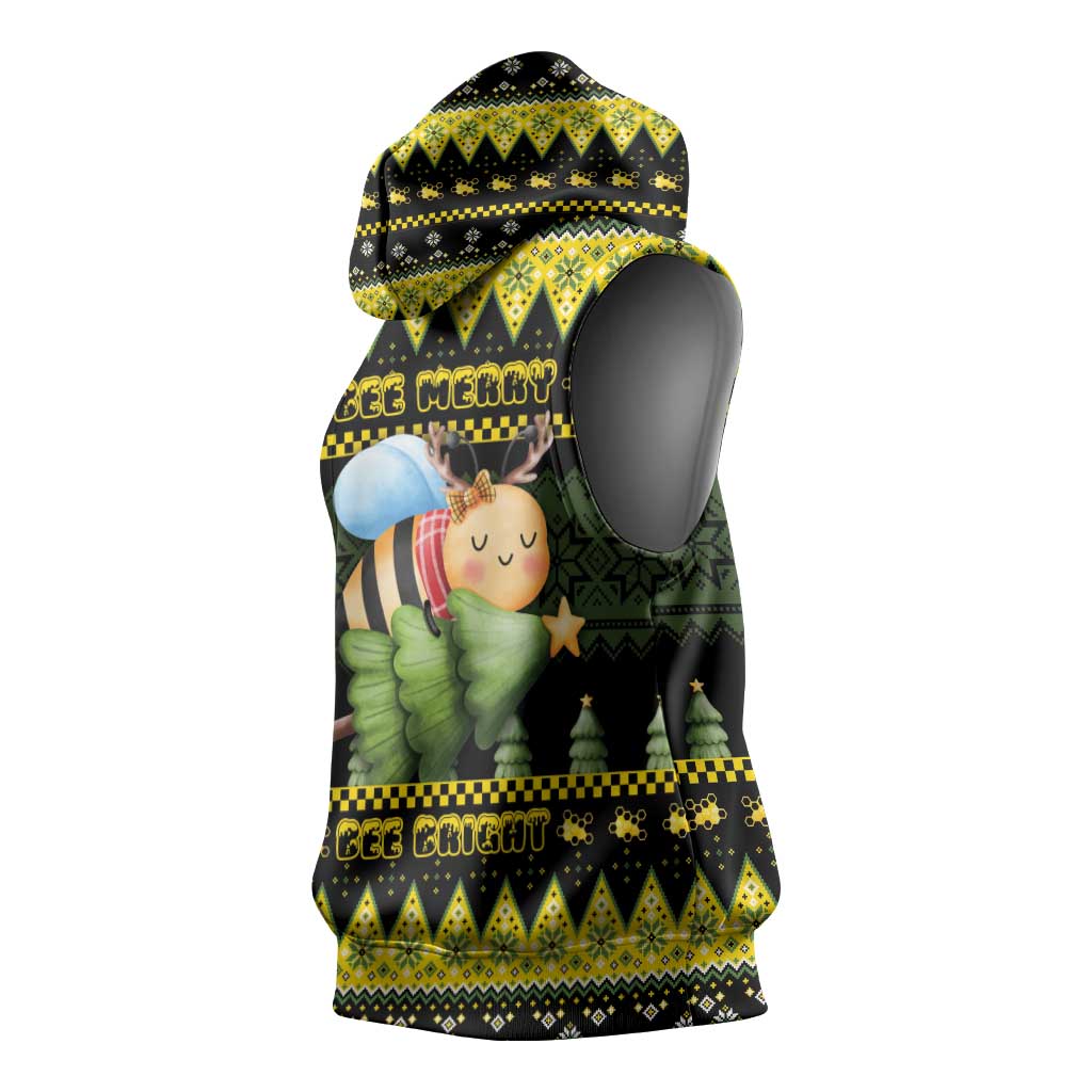 Bee Christmas Sleeveless Hoodie Cute Bumblebee - Wonder Print Shop
