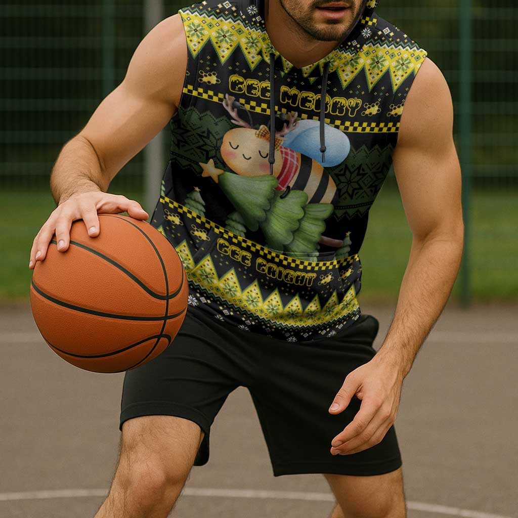 Bee Christmas Sleeveless Hoodie Cute Bumblebee - Wonder Print Shop