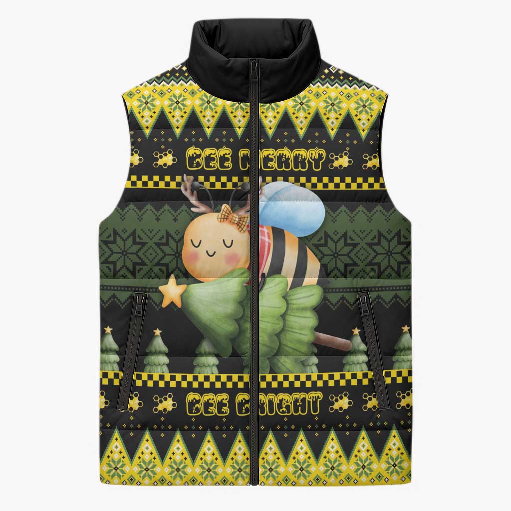 Bee Christmas Sleeveless Puffer Jacket Cute Bumblebee - Wonder Print Shop