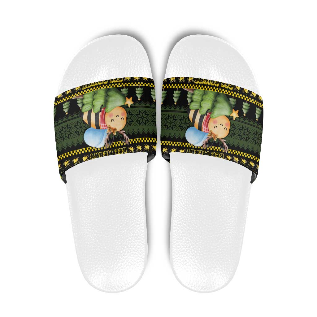 Bee Christmas Slide Sandals Cute Bumblebee - Wonder Print Shop