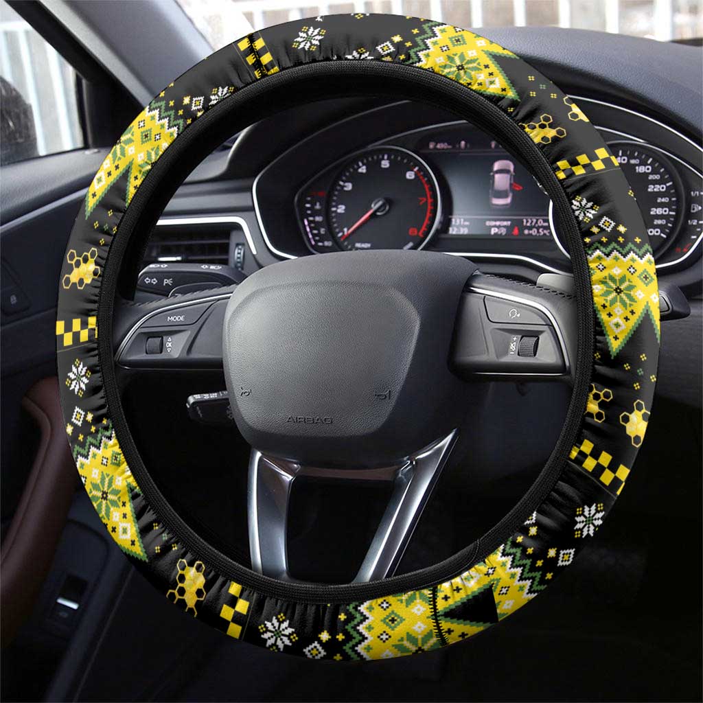 Bee Christmas Steering Wheel Cover Cute Bumblebee - Wonder Print Shop