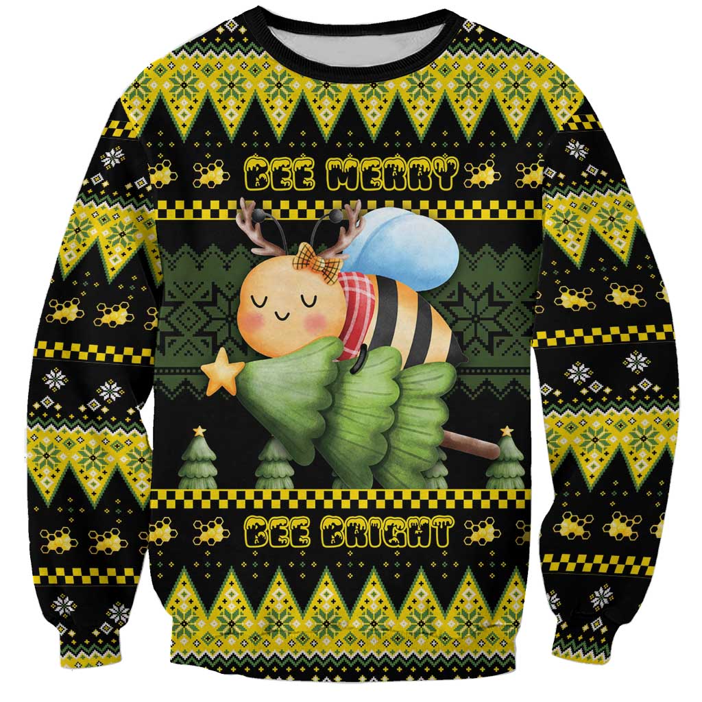 Bee Christmas Sweatshirt Cute Bumblebee - Wonder Print Shop