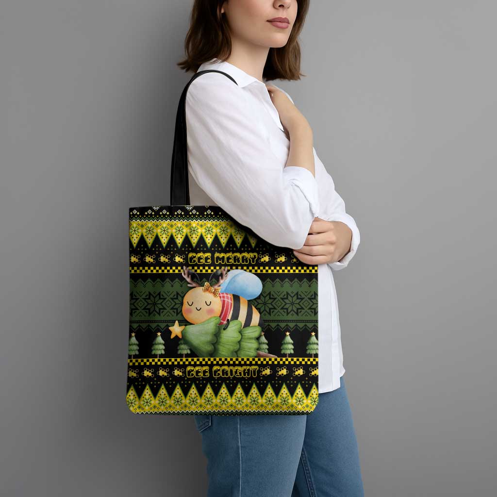 Bee Christmas Tote Bag Cute Bumblebee - Wonder Print Shop
