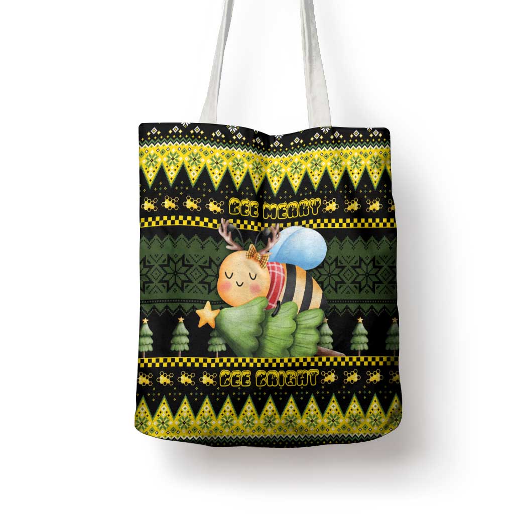 Bee Christmas Tote Bag Cute Bumblebee - Wonder Print Shop