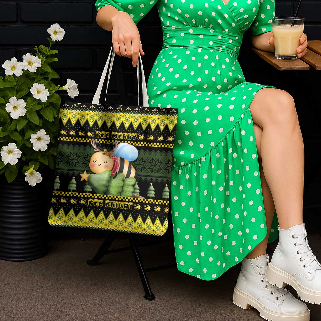 Bee Christmas Tote Bag Cute Bumblebee - Wonder Print Shop