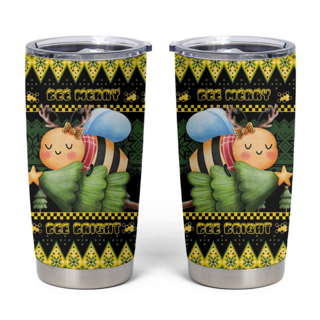 Bee Christmas Tumbler Cup Cute Bumblebee - Wonder Print Shop
