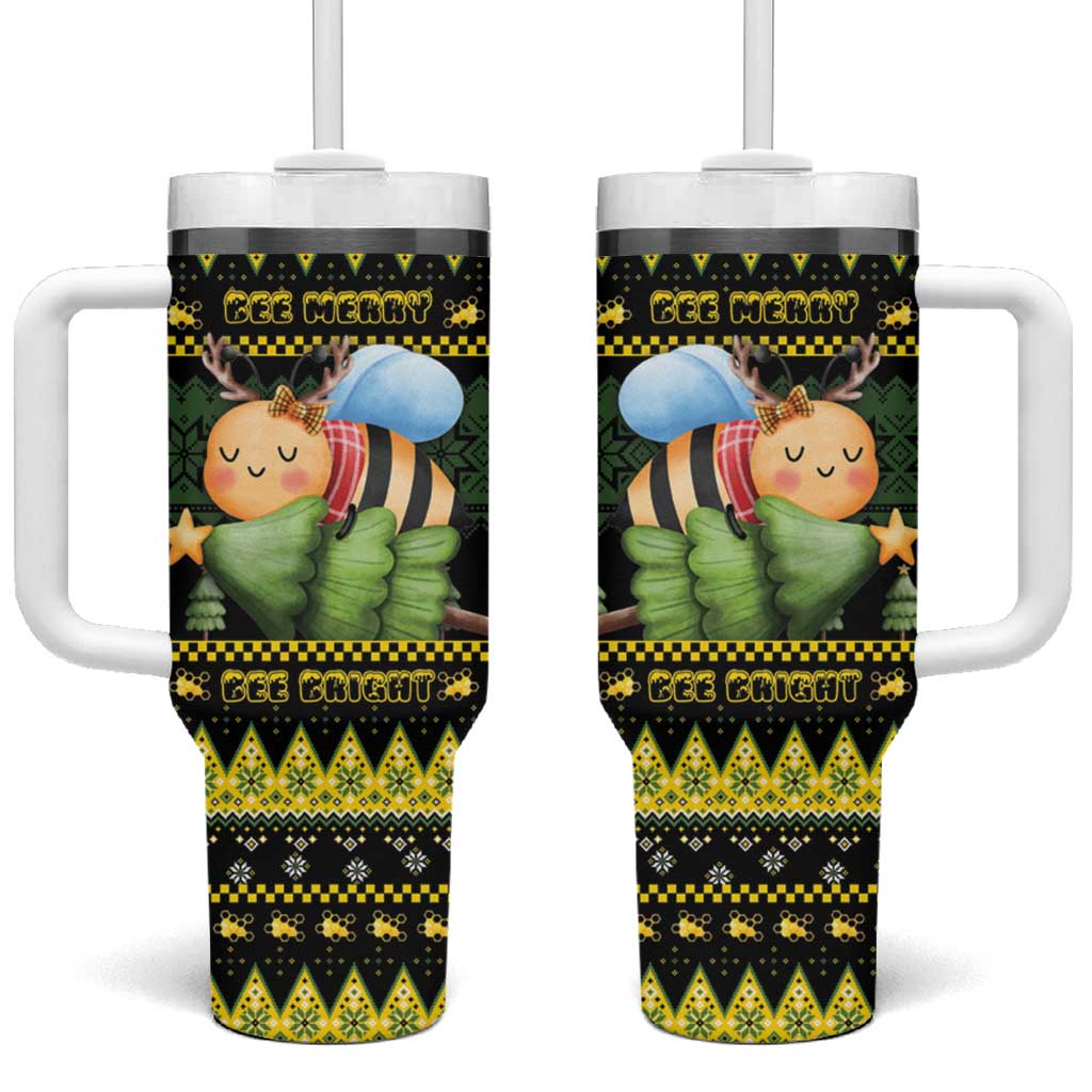 Bee Christmas Tumbler With Handle Cute Bumblebee - Wonder Print Shop