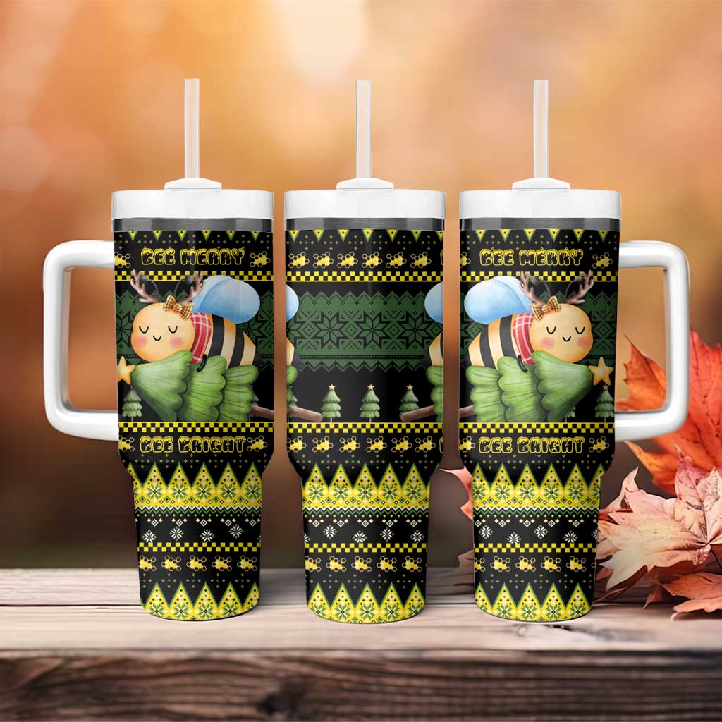 Bee Christmas Tumbler With Handle Cute Bumblebee - Wonder Print Shop