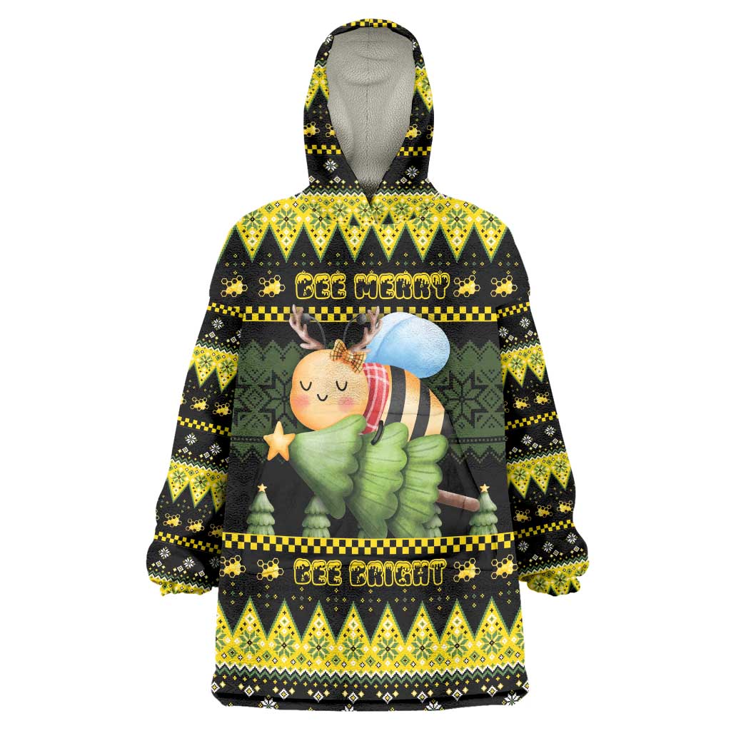 Bee Christmas Wearable Blanket Hoodie Cute Bumblebee - Wonder Print Shop