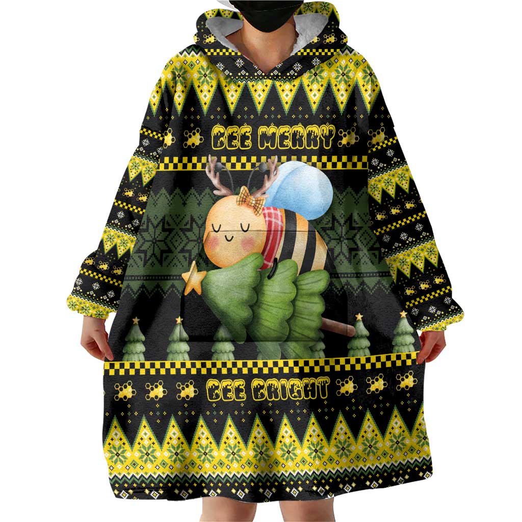 Bee Christmas Wearable Blanket Hoodie Cute Bumblebee - Wonder Print Shop