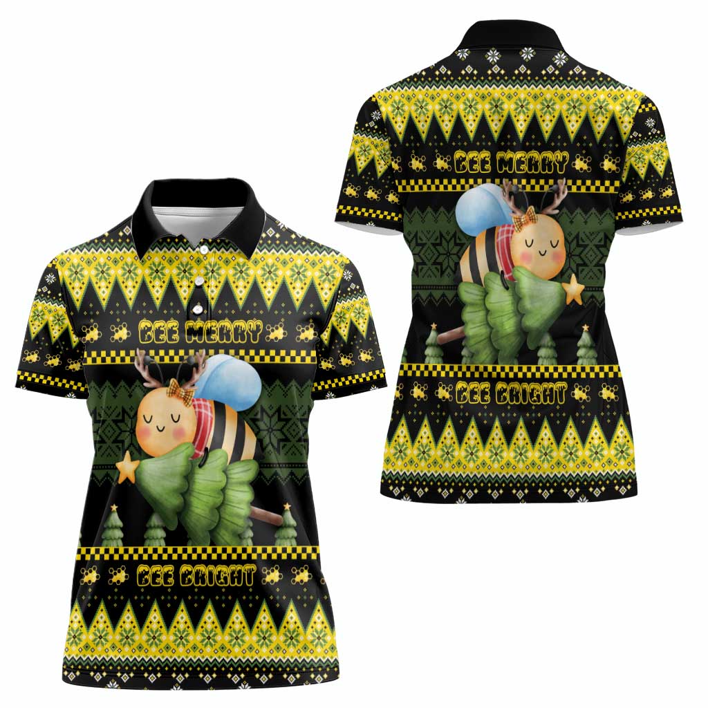 Bee Christmas Women Polo Shirt Cute Bumblebee - Wonder Print Shop