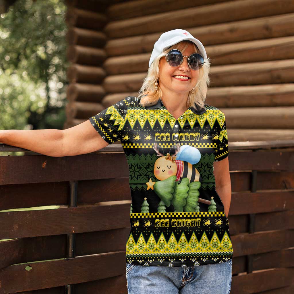 Bee Christmas Women Polo Shirt Cute Bumblebee - Wonder Print Shop