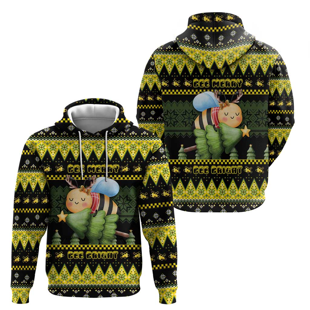 Bee Christmas Zip Hoodie Cute Bumblebee - Wonder Print Shop