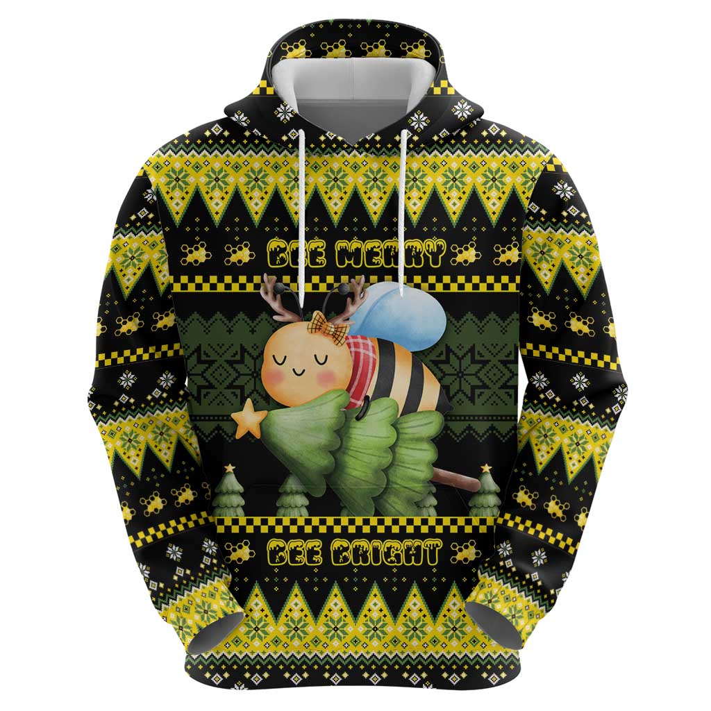 Bee Christmas Zip Hoodie Cute Bumblebee - Wonder Print Shop