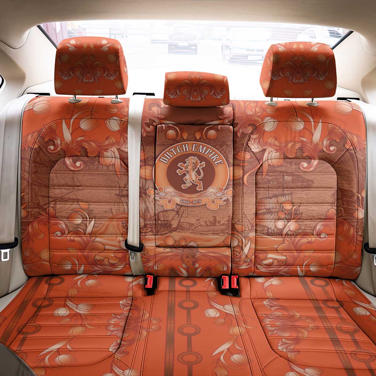 Dutch Empire Back Car Seat Cover Tulip Ornaments Vintage Style - Wonder Print Shop