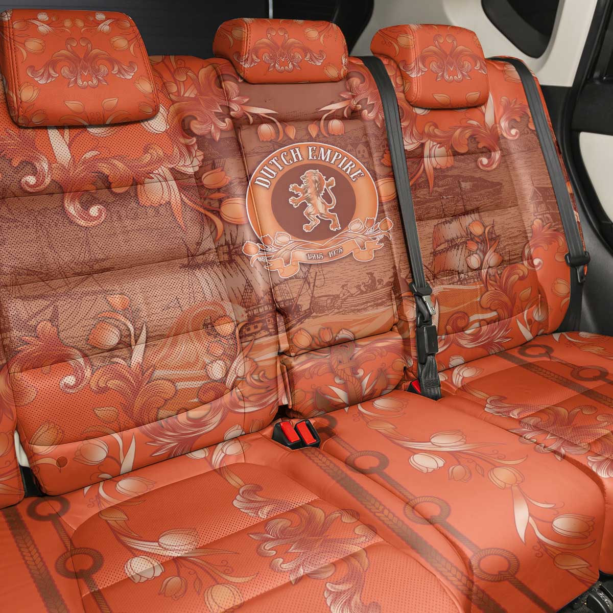 Dutch Empire Back Car Seat Cover Tulip Ornaments Vintage Style - Wonder Print Shop