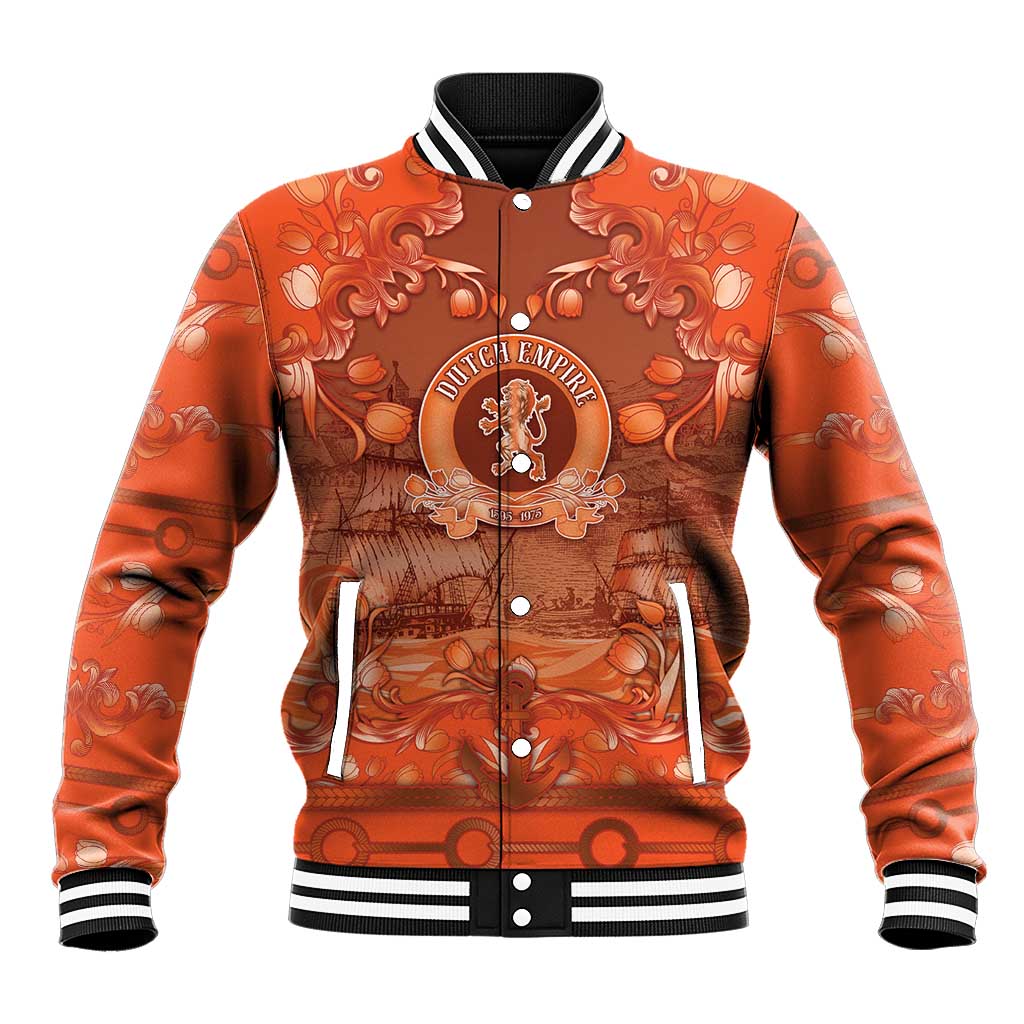 Personalized Dutch Empire Baseball Jacket Tulip Ornaments Vintage Style - Wonder Print Shop