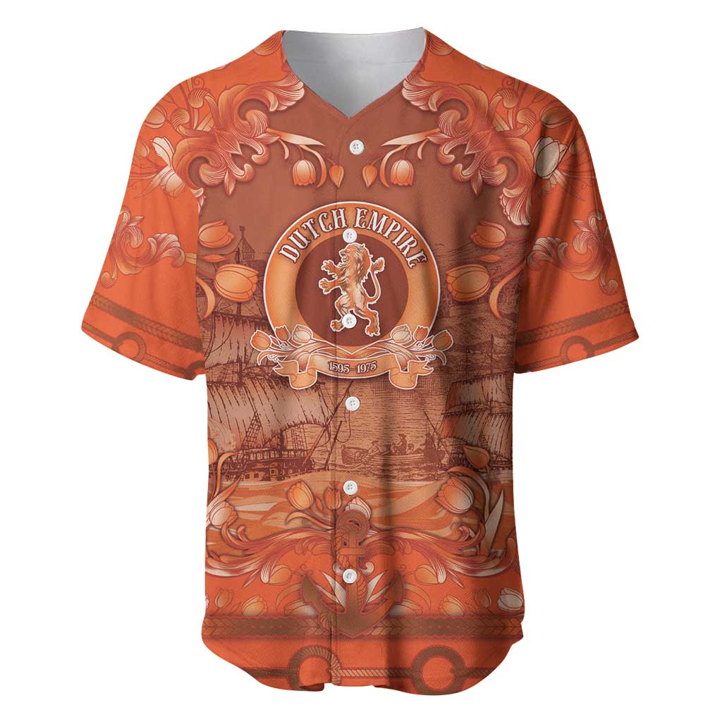 Personalized Dutch Empire Baseball Jersey Tulip Ornaments Vintage Style - Wonder Print Shop