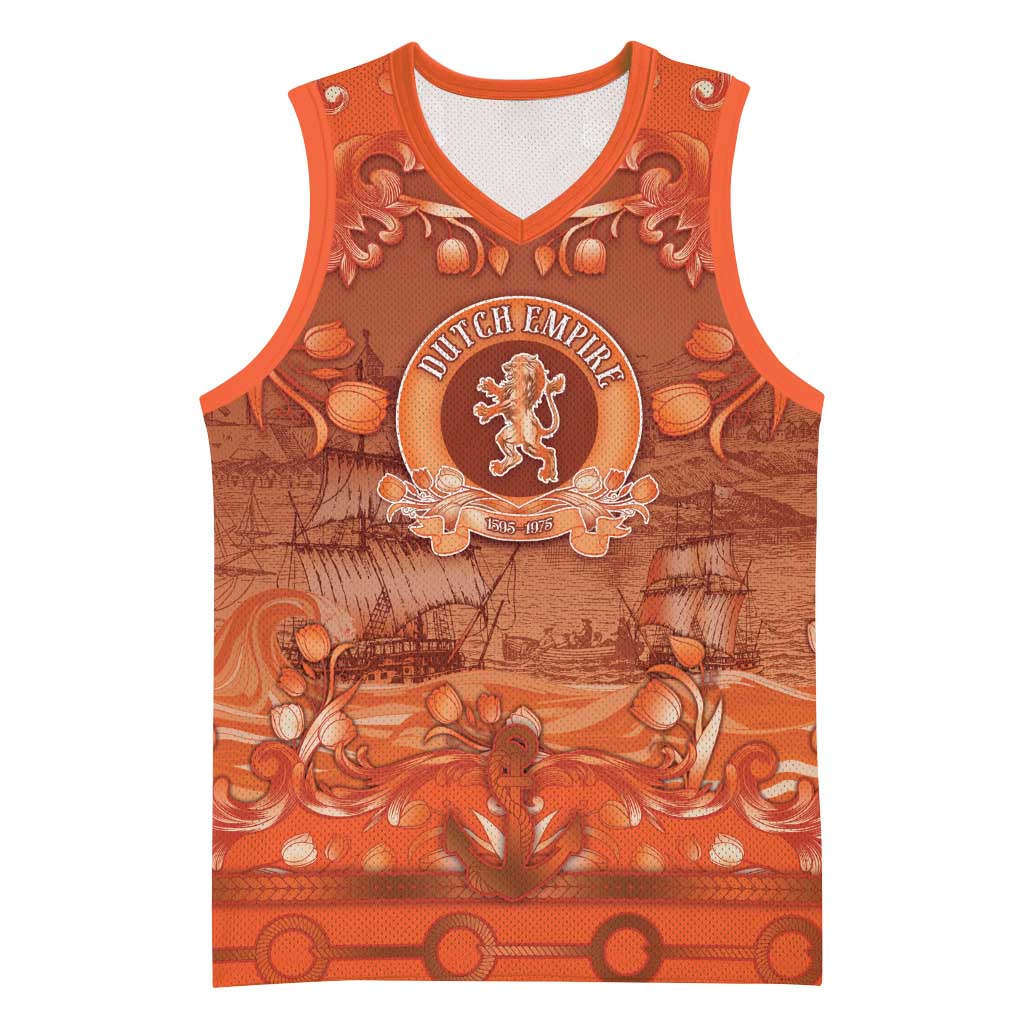 Personalized Dutch Empire Basketball Jersey Tulip Ornaments Vintage Style - Wonder Print Shop