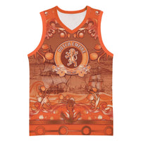 Personalized Dutch Empire Basketball Jersey Tulip Ornaments Vintage Style - Wonder Print Shop