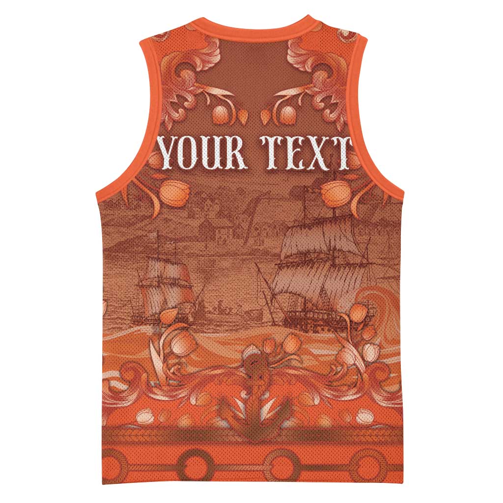 Personalized Dutch Empire Basketball Jersey Tulip Ornaments Vintage Style - Wonder Print Shop