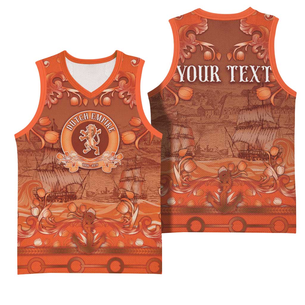 Personalized Dutch Empire Basketball Jersey Tulip Ornaments Vintage Style - Wonder Print Shop