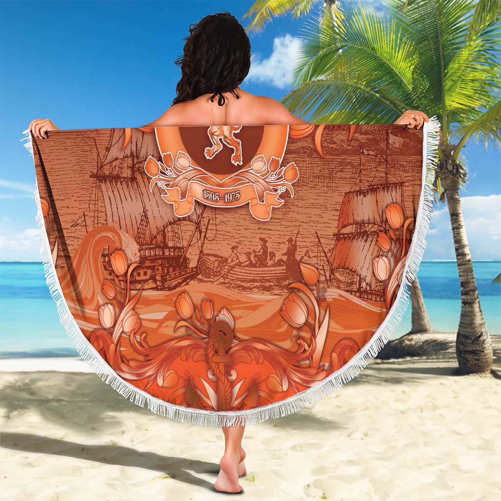 Dutch Empire Beach Blanket Tulip Ornaments Vintage Style - Wonder Print Shop
