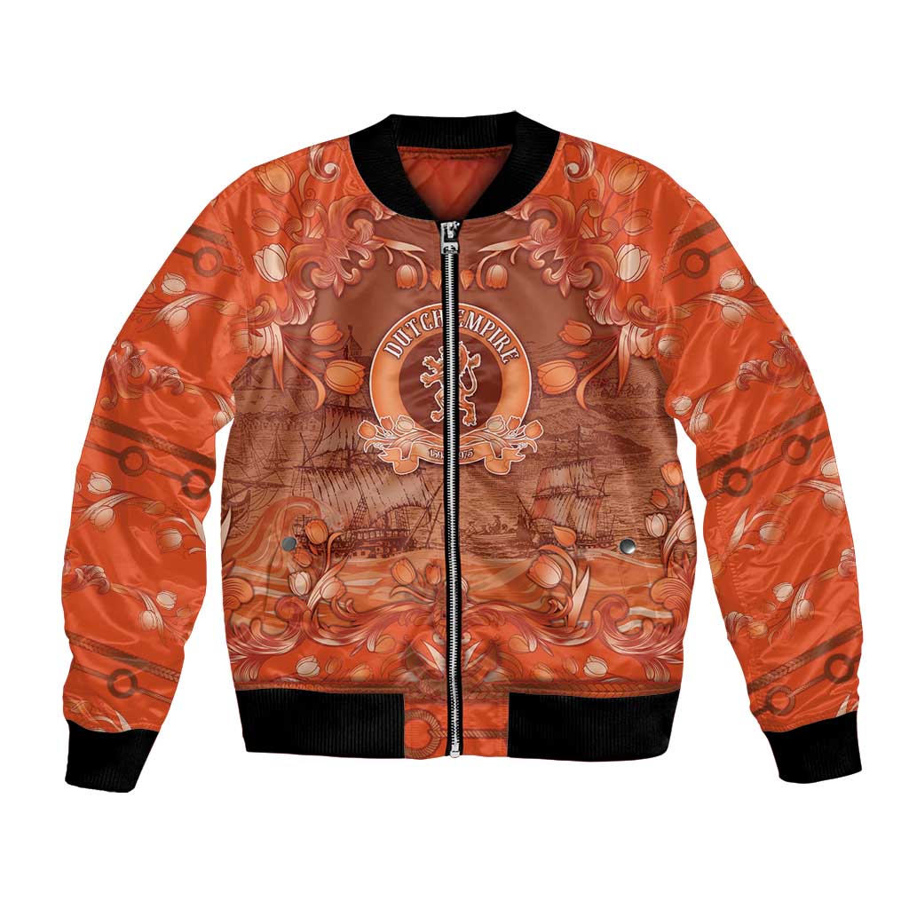 Personalized Dutch Empire Bomber Jacket Tulip Ornaments Vintage Style - Wonder Print Shop