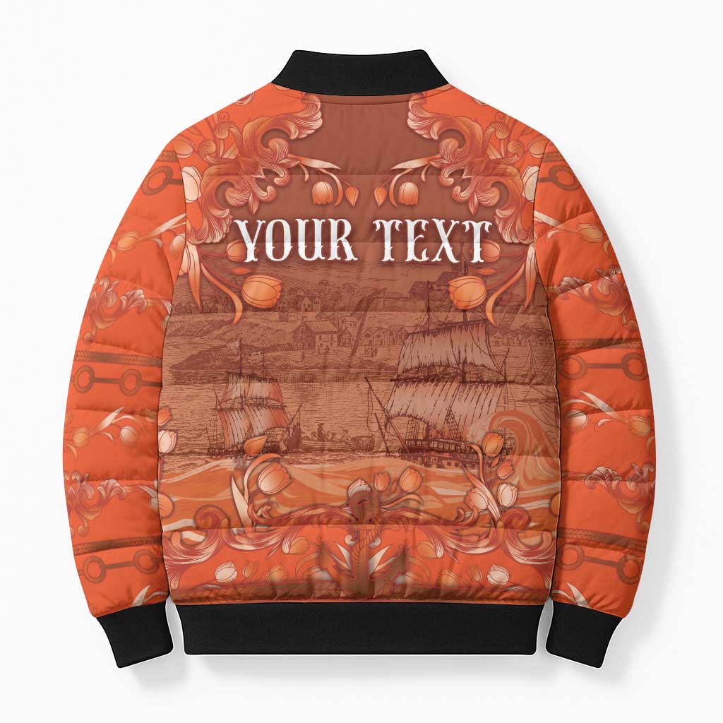 Personalized Dutch Empire Bomber Puffer Jacket Tulip Ornaments Vintage Style - Wonder Print Shop