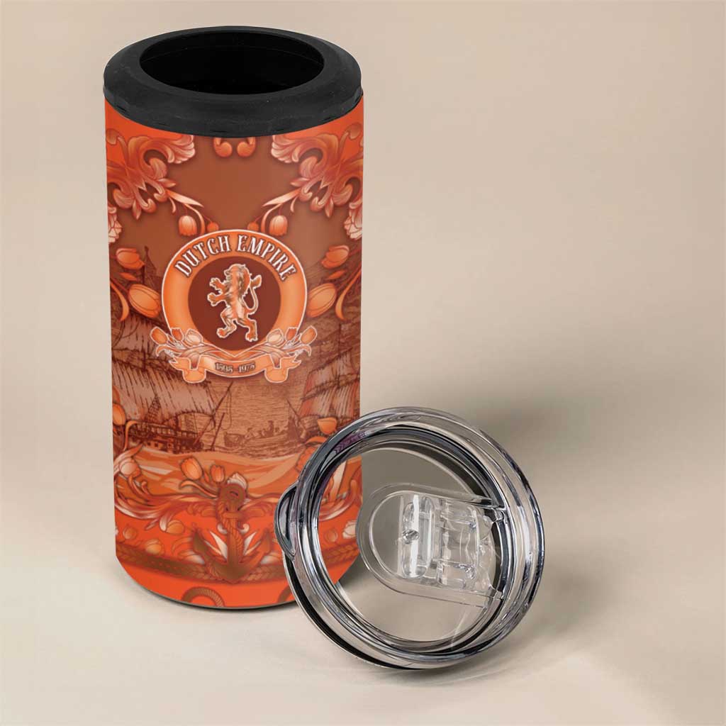 Personalized Dutch Empire 4 in 1 Can Cooler Tumbler Tulip Ornaments Vintage Style - Wonder Print Shop