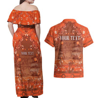 Personalized Dutch Empire Couples Matching Off Shoulder Maxi Dress and Hawaiian Shirt Tulip Ornaments Vintage Style - Wonder Print Shop