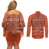 Personalized Dutch Empire Couples Matching Off Shoulder Short Dress and Long Sleeve Button Shirt Tulip Ornaments Vintage Style - Wonder Print Shop