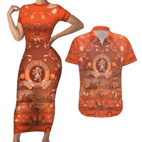 Personalized Dutch Empire Couples Matching Short Sleeve Bodycon Dress and Hawaiian Shirt Tulip Ornaments Vintage Style - Wonder Print Shop