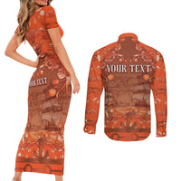 Personalized Dutch Empire Couples Matching Short Sleeve Bodycon Dress and Long Sleeve Button Shirt Tulip Ornaments Vintage Style - Wonder Print Shop