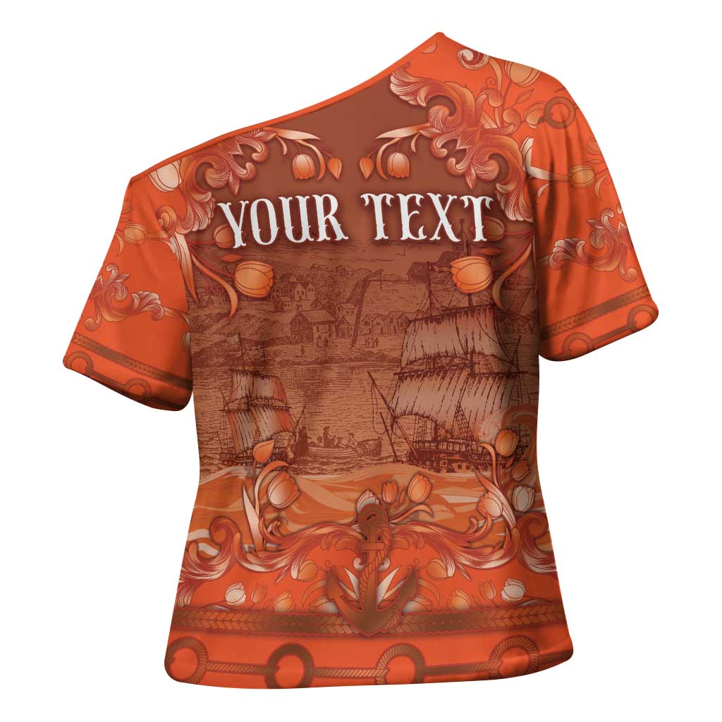 Personalized Dutch Empire Cross Shoulder Shirt Tulip Ornaments Vintage Style - Wonder Print Shop