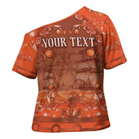 Personalized Dutch Empire Cross Shoulder Shirt Tulip Ornaments Vintage Style - Wonder Print Shop