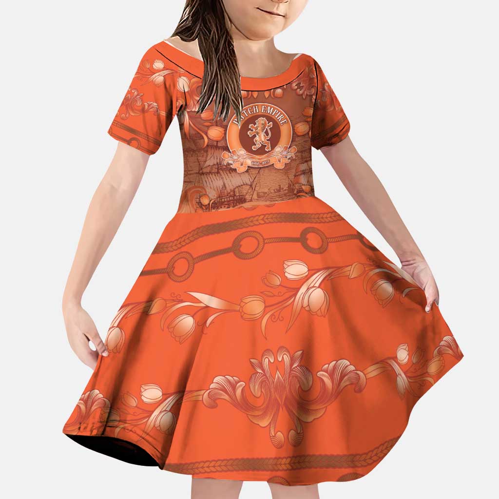 Personalized Dutch Empire Family Matching Off The Shoulder Long Sleeve Dress and Hawaiian Shirt Tulip Ornaments Vintage Style - Wonder Print Shop