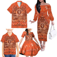 Personalized Dutch Empire Family Matching Off The Shoulder Long Sleeve Dress and Hawaiian Shirt Tulip Ornaments Vintage Style - Wonder Print Shop
