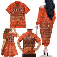 Personalized Dutch Empire Family Matching Off The Shoulder Long Sleeve Dress and Hawaiian Shirt Tulip Ornaments Vintage Style - Wonder Print Shop