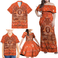 Personalized Dutch Empire Family Matching Off Shoulder Maxi Dress and Hawaiian Shirt Tulip Ornaments Vintage Style - Wonder Print Shop