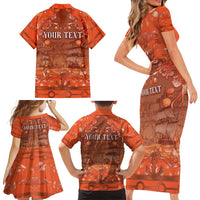 Personalized Dutch Empire Family Matching Short Sleeve Bodycon Dress and Hawaiian Shirt Tulip Ornaments Vintage Style - Wonder Print Shop