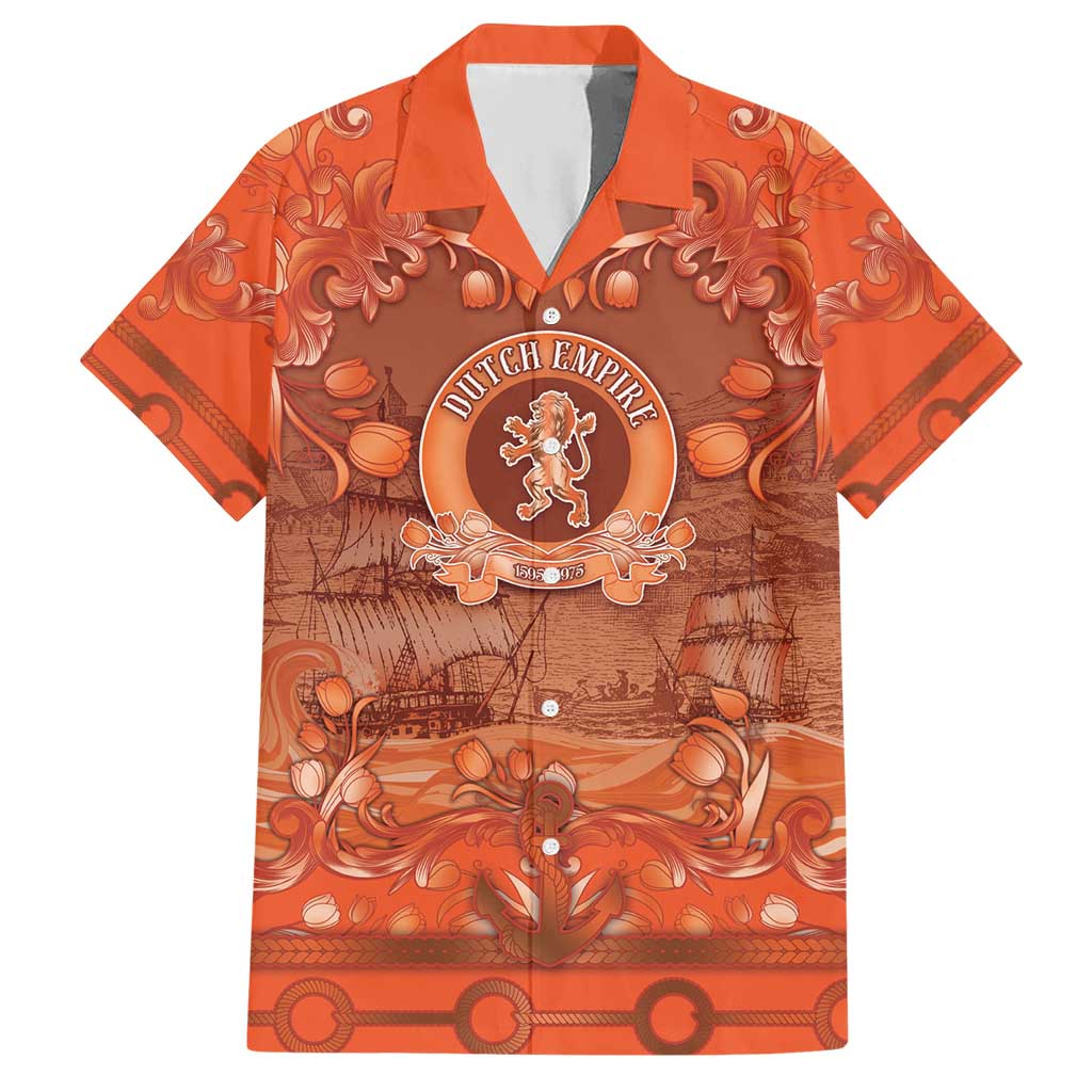 Personalized Dutch Empire Hawaiian Shirt Tulip Ornaments Vintage Style - Wonder Print Shop