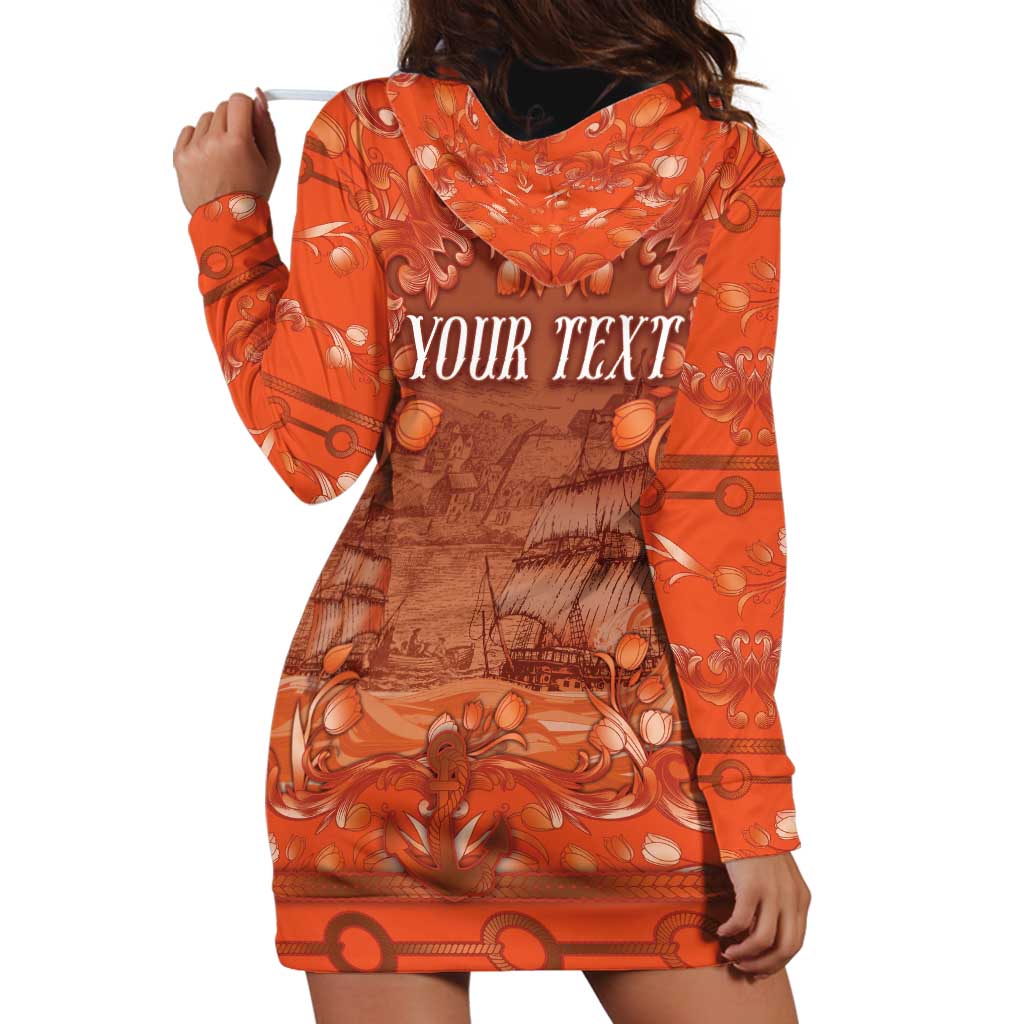 Personalized Dutch Empire Hoodie Dress Tulip Ornaments Vintage Style - Wonder Print Shop