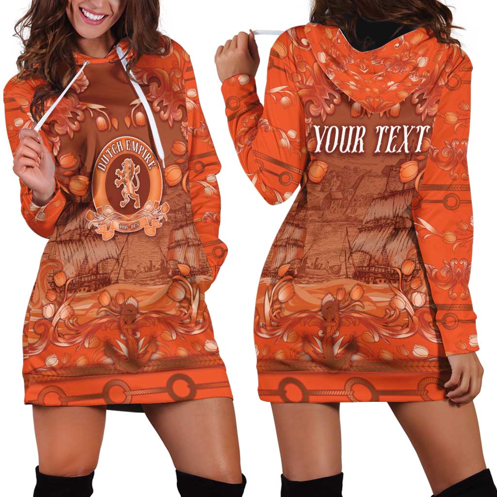 Personalized Dutch Empire Hoodie Dress Tulip Ornaments Vintage Style - Wonder Print Shop