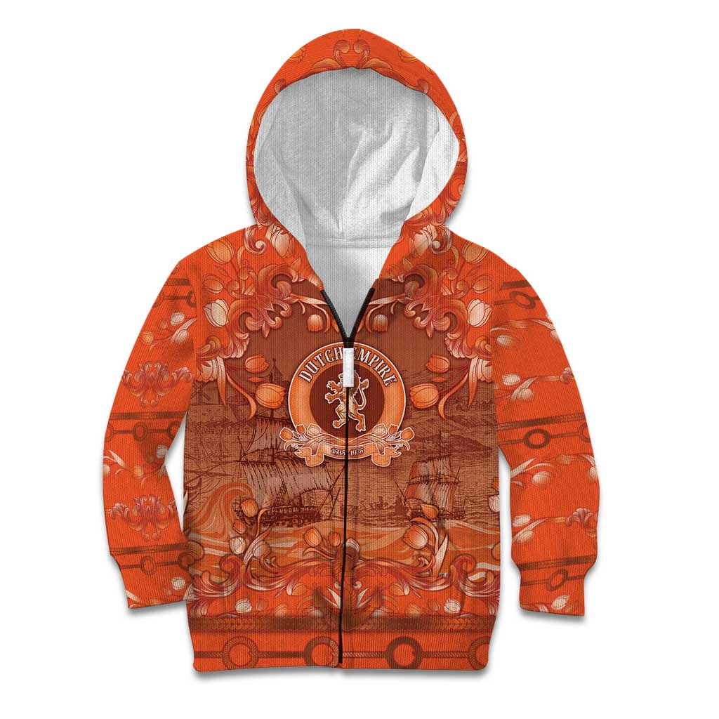 Personalized Dutch Empire Kid Hoodie Tulip Ornaments Vintage Style - Wonder Print Shop