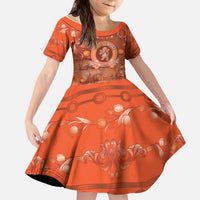 Personalized Dutch Empire Kid Short Sleeve Dress Tulip Ornaments Vintage Style - Wonder Print Shop
