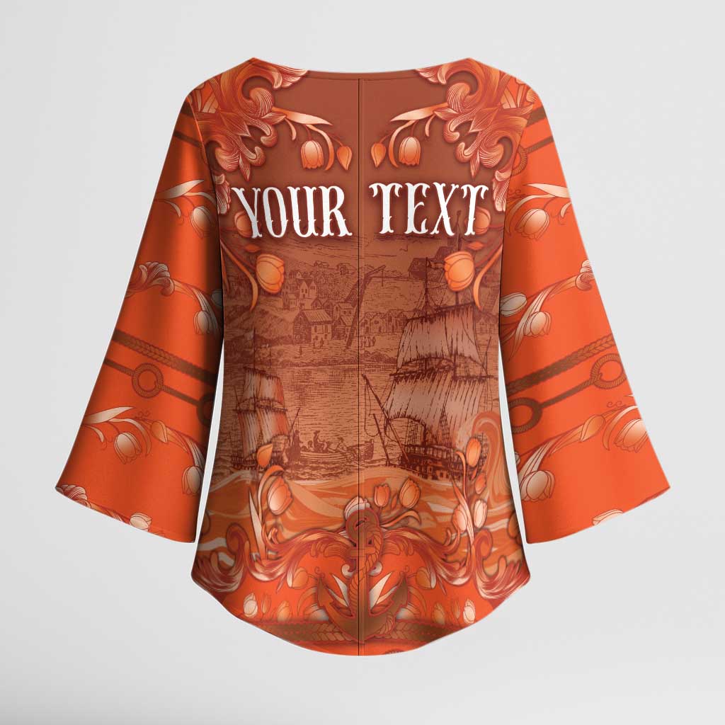 Personalized Dutch Empire Kimono Sleeve Blouse Tulip Ornaments Vintage Style - Wonder Print Shop
